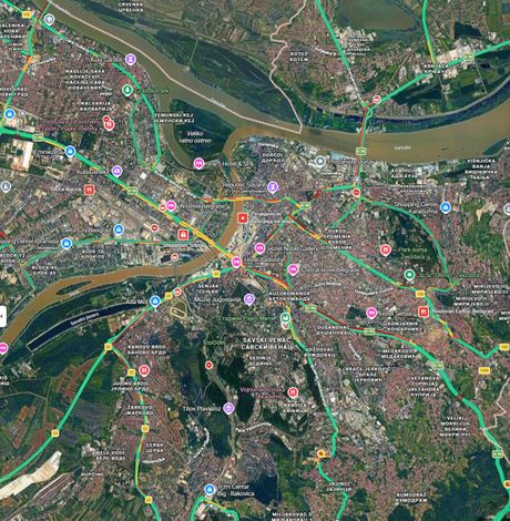Mapa gužva saobraćaj 16. mart