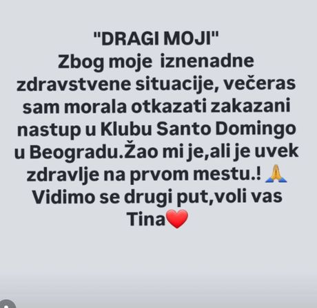 Objava Tine Ivanović