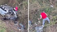 MISTERIJA KOD OBRENOVCA: Od auta ostala hrpa gvožđa, a po kanalu RASUT NOVAC! Vozač u kritičnom stanju!