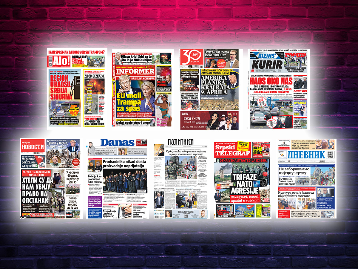 NASLOVNE STRANE SUTRAŠNJIH NOVINA: Prelistavanje štampe za sredu, 25. mart 2026. godine