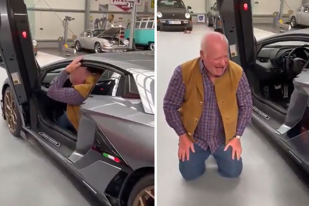 LJUDI, POMOZITE! Penzioner pokušao da izađe iz Lamborghini Aventadora, pa doživeo debakl