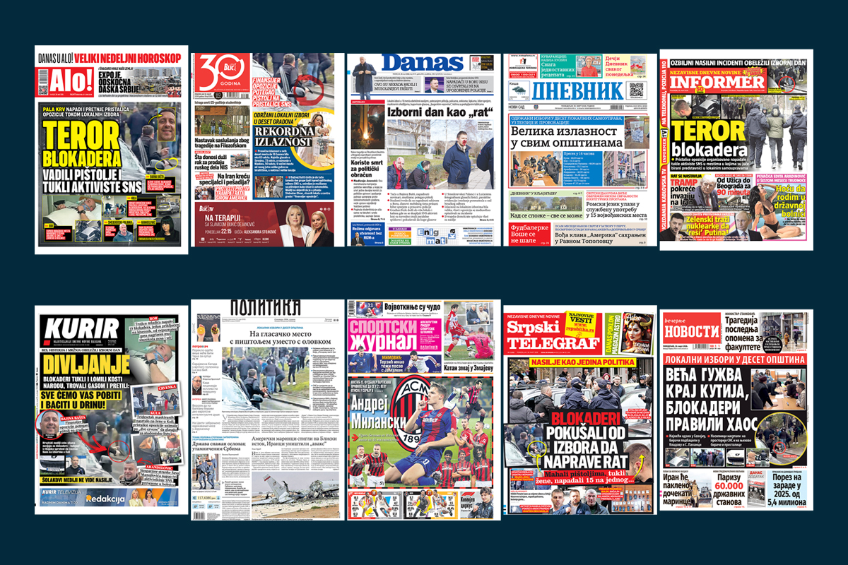 NASLOVNE STRANE SUTRAŠNJIH NOVINA: Prelistavanje štampe za PONEDELJAK, 30. mart 2026. godine