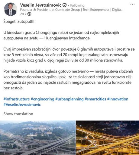 Veselin Jevrosimović špageti autoput