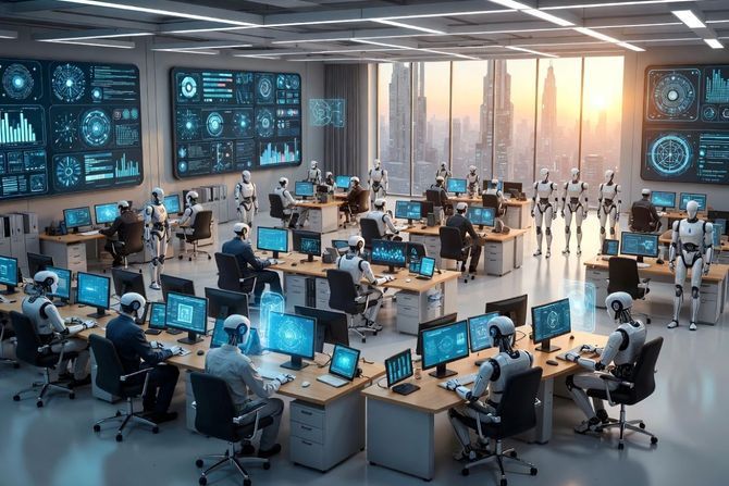 AI, veštačka inteligencija, robot, roboti, kancelarija