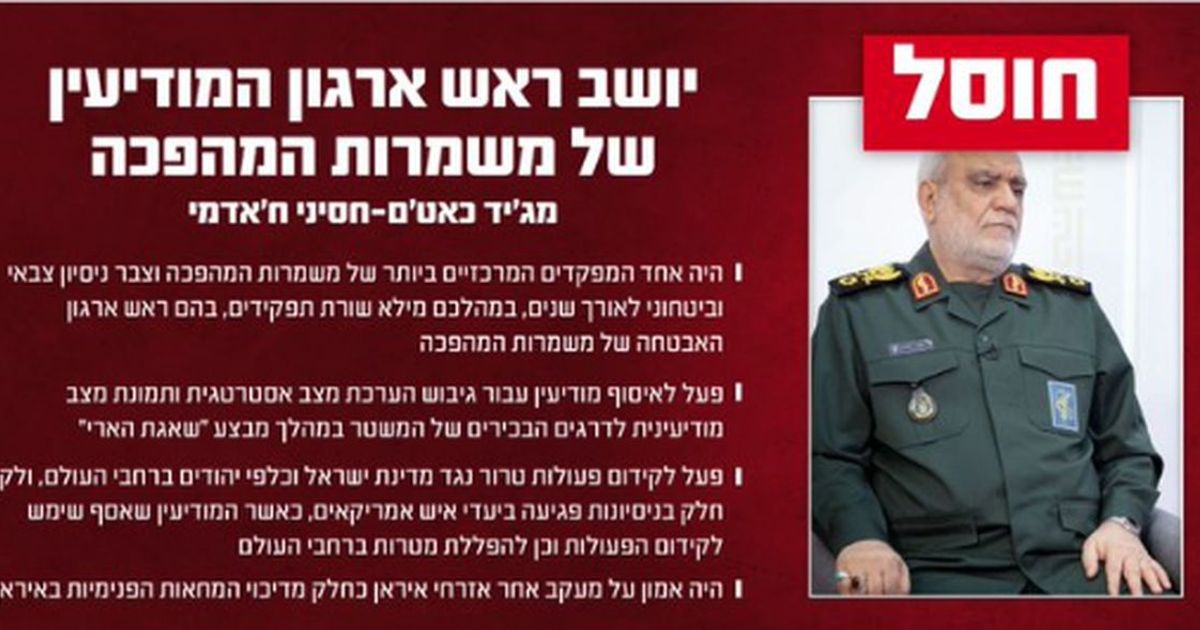 Izrael eliminisao šefa obaveštajne službe IRGC-a: Ubijen je u srcu Teherana tokom noći, otkriveni detalji