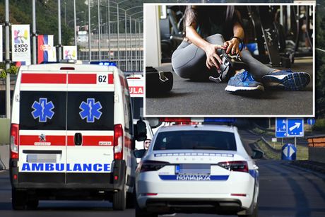 devojka, teretana, hitna, policija