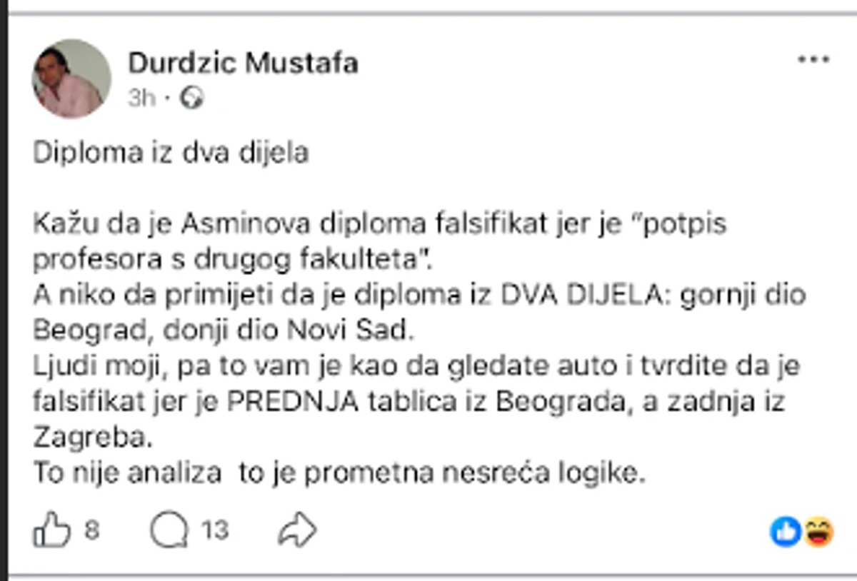 Asminova diploma sa fakulteta digla prašinu: Profesor rekao da je FALSIFIKAT, pa se Mustafa hitno oglasio