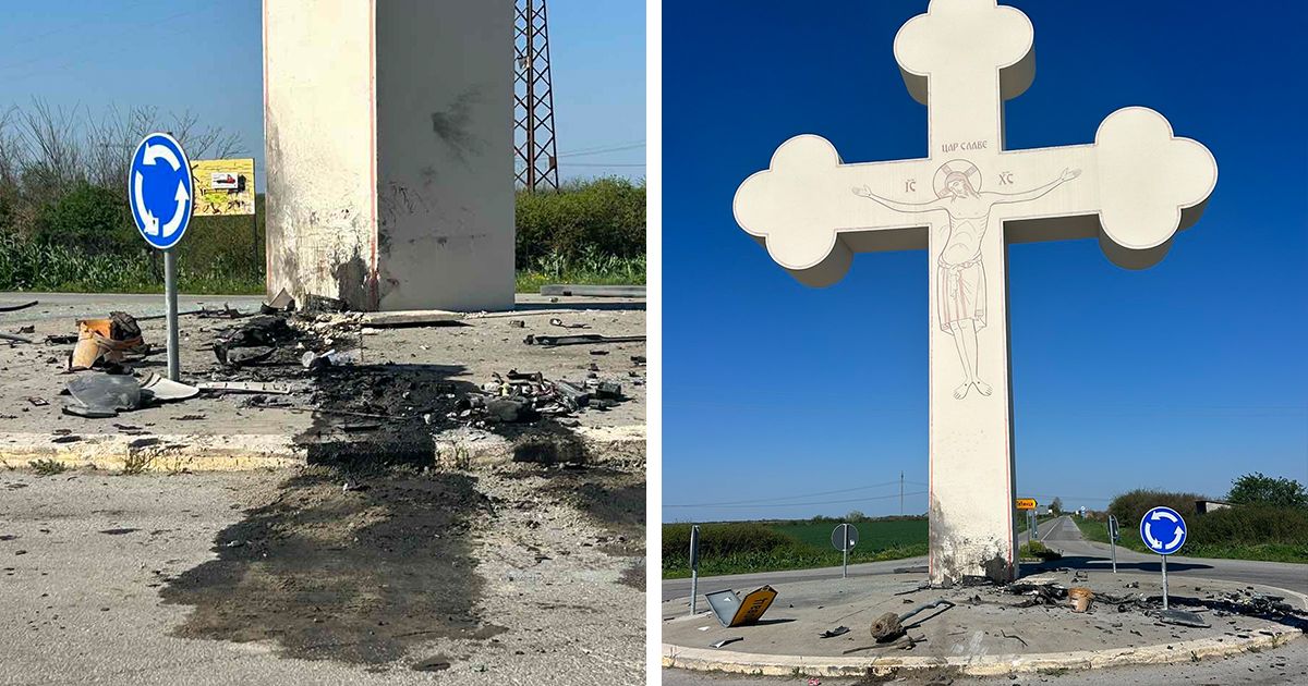 FIRST PHOTOS: Horror in Belgrade suburb, car completely destroyed as it crashes into concrete cross