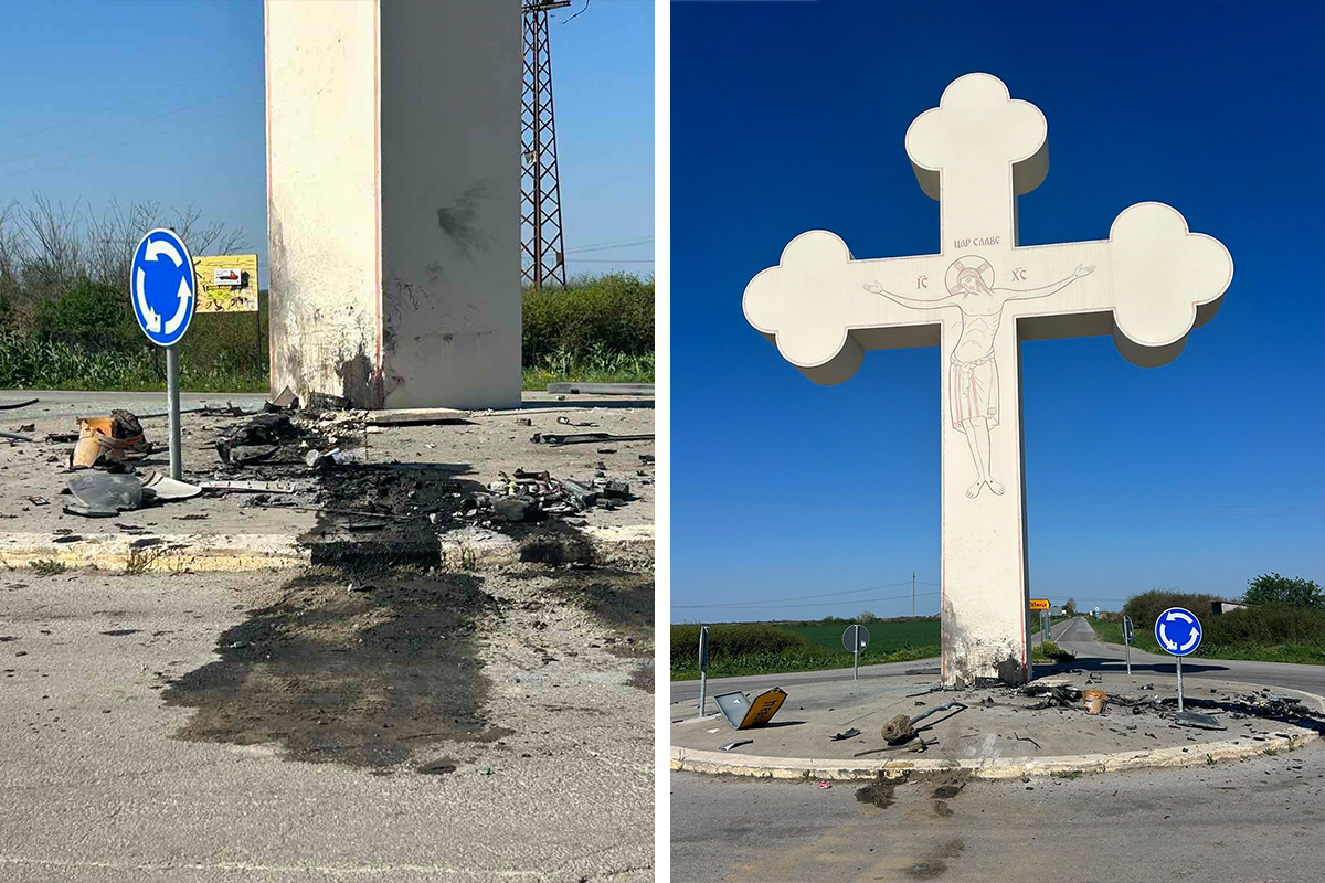 FIRST PHOTOS: Horror in Belgrade suburb, car completely destroyed as it crashes into concrete cross