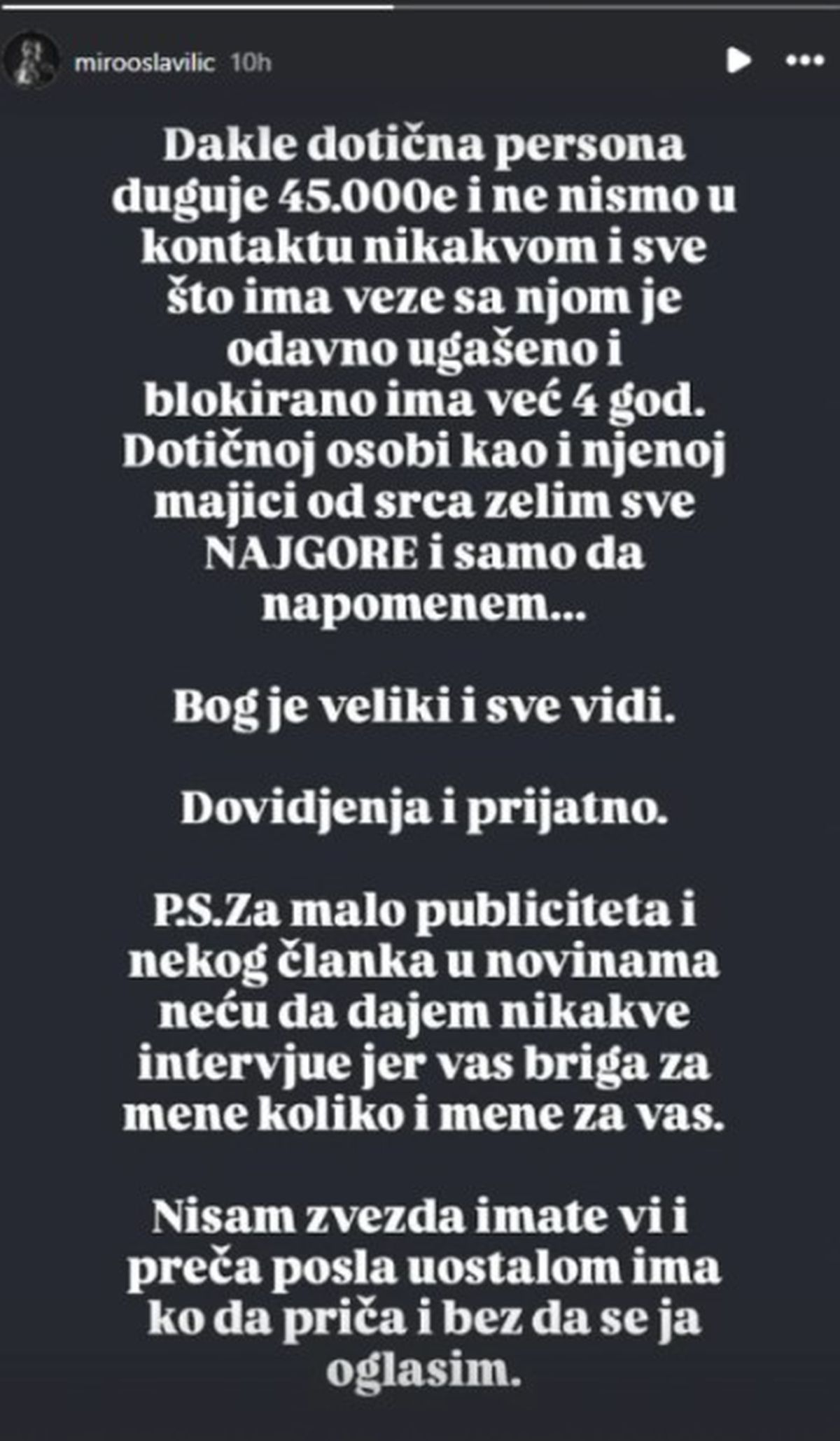 Oglasio se Miroslav Ilić zbog afere sa Sandrom Rešić: "Dotična mi duguje 45.000 evra, njenoj majci..."