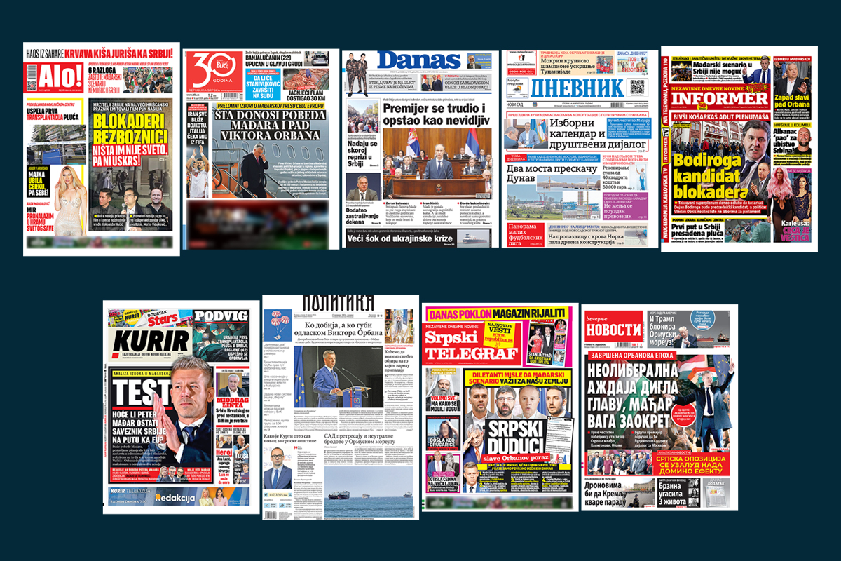 NASLOVNE STRANE SUTRAŠNJIH NOVINA: Prelistavanje štampe za utorak, 14. april 2026. godine