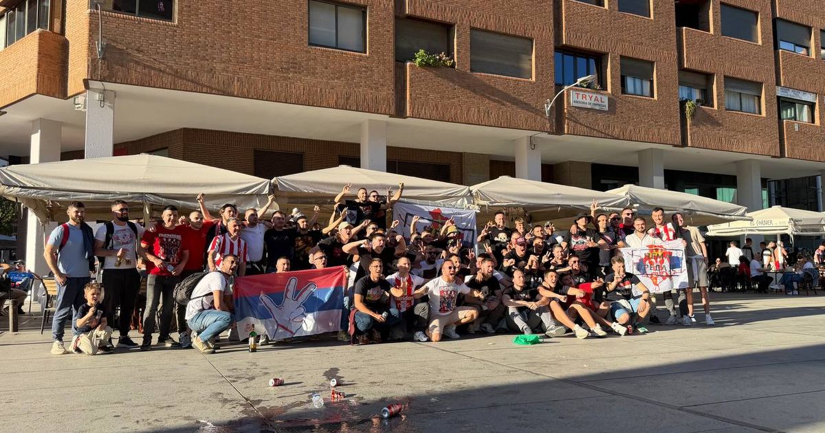 Navijači Zvezde prave ludnicu ispred hale u Madridu, vređaju Hezonju na srpskom i španskom