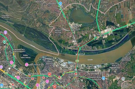 Pančevački most, zastoj, jutro 16. april