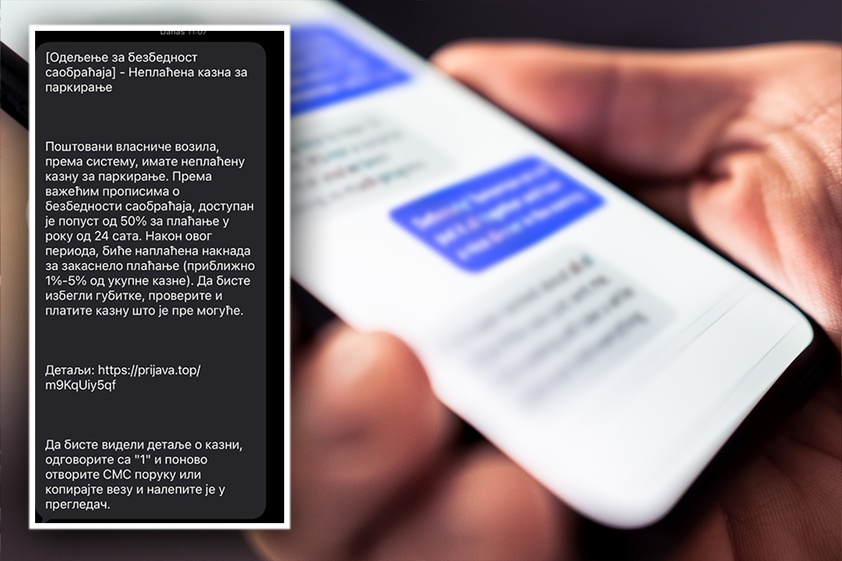 Ovo je lažna poruka sa kaznom za parking, ne odgovarajte i ne idite na link: Beograđanki skinuli 100 evra!