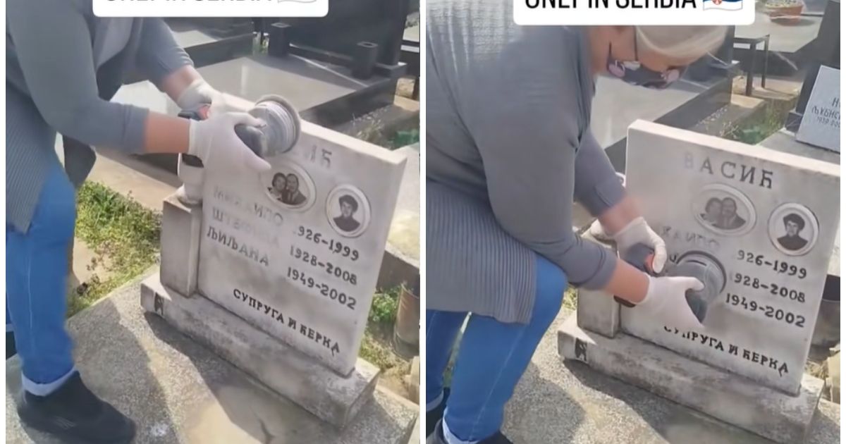 Hit snimak sa groblja zapalio Srbiju: Žena briše ime muža sa spomenika jer je prevario? Istina će vas ŠOKIRATI