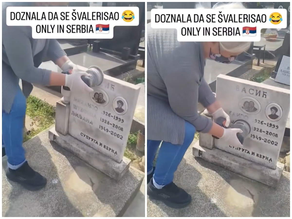 Hit snimak sa groblja zapalio Srbiju: Žena briše ime muža sa spomenika jer je prevario? Istina će vas ŠOKIRATI