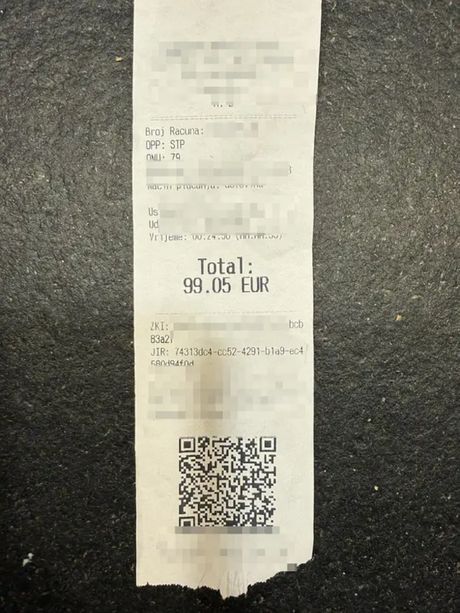 Taksi račun iz Zagreba