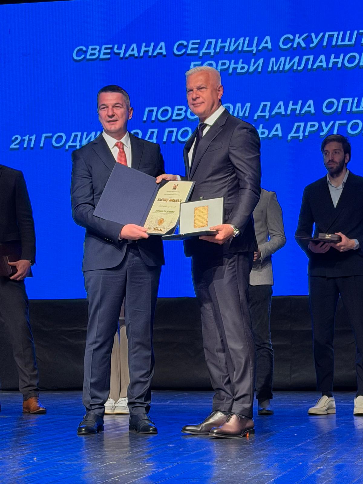 Direktor "Srbiјavoda" dobitnik priznanja povodom Dana opštine Gornji Milanovac