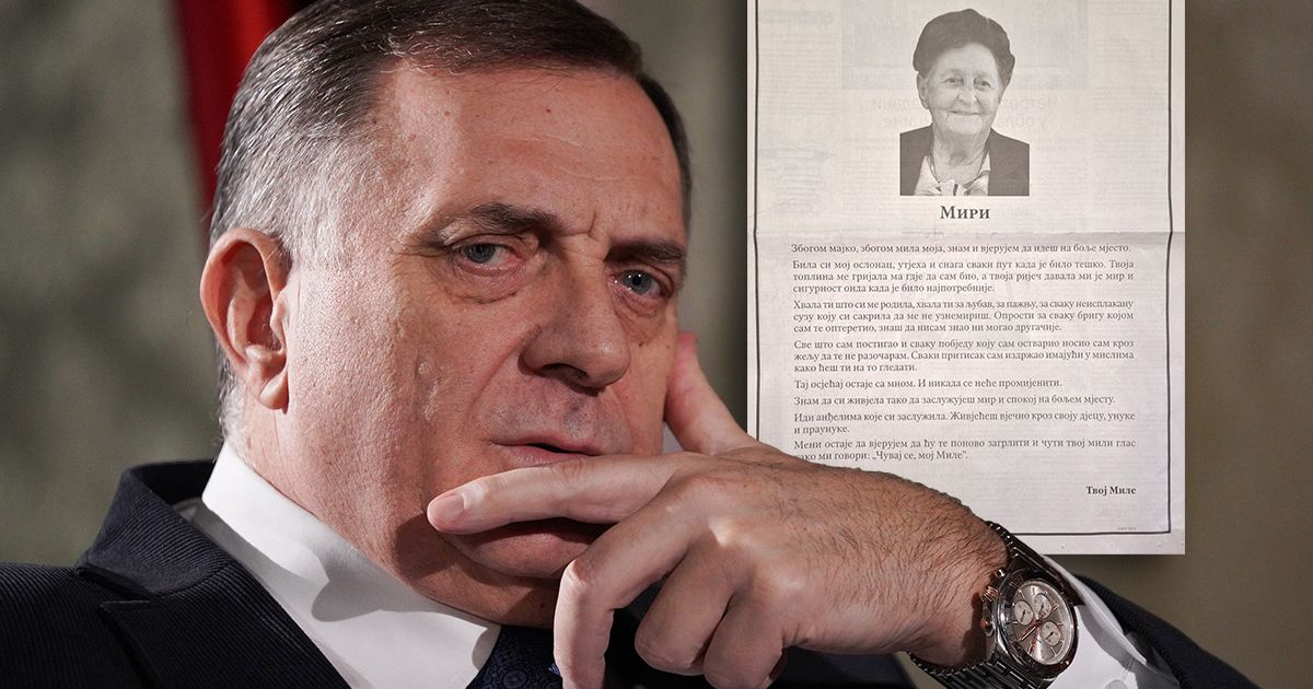 Dodik dao čitulju majci Miri: 