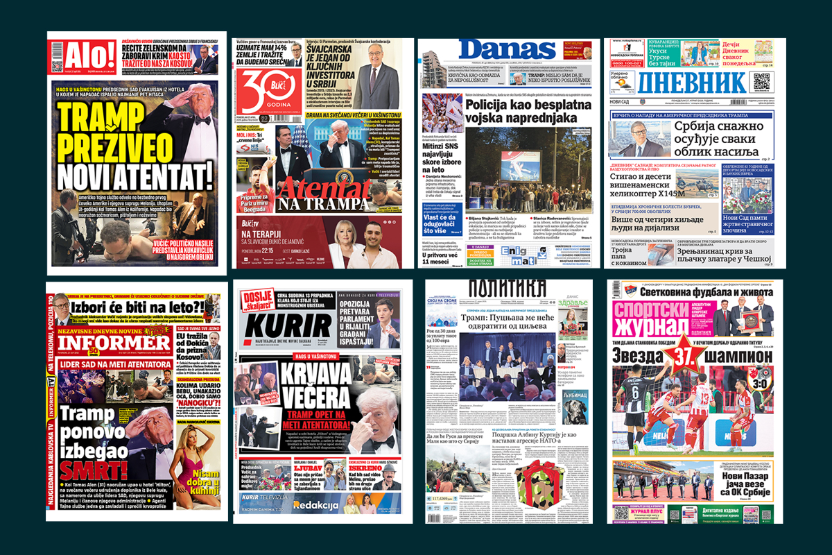 NASLOVNE STRANE SUTRAŠNJIH NOVINA: Prelistavanje štampe za ponedeljak, 27. april 2026. godine