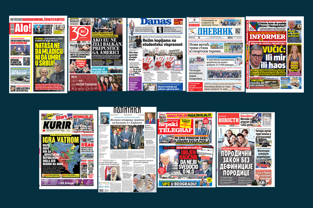 NASLOVNE STRANE SUTRAŠNJIH NOVINA: Prelistavanje štampe za utorak, 28. april 2026. godine