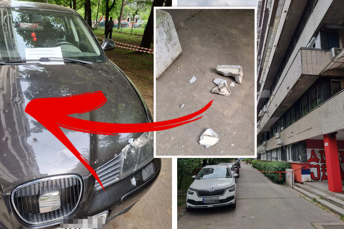 OPASNO PO ŽIVOT! Pao ogroman komad fasade u Bloku 21, tik pored dečijeg parka! Jezivo