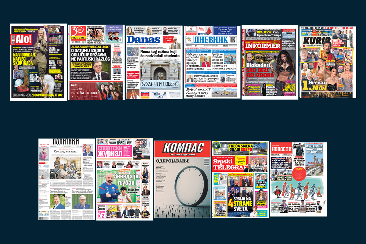 NASLOVNE STRANE PRAZNIČNIH BROJEVA: Prelistavanje štampanih izdanja do 3. maja 2026. godine