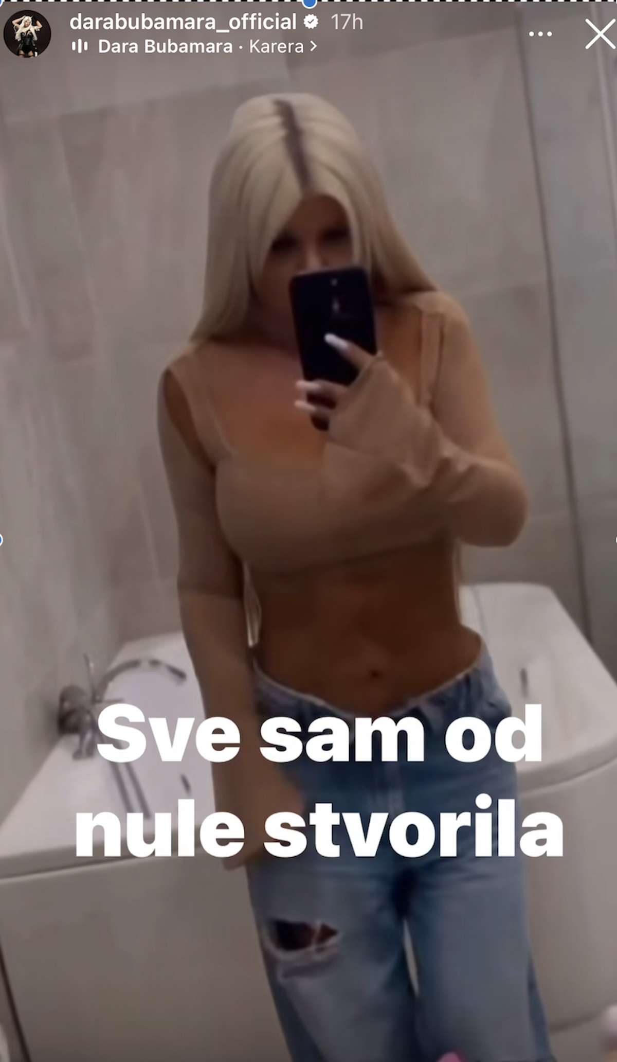 Snimak Dare Bubamare iz wc-a u jeku haos, ona u izazovnom izdanju, "providni" top i go stomak: "Sve sam od..."