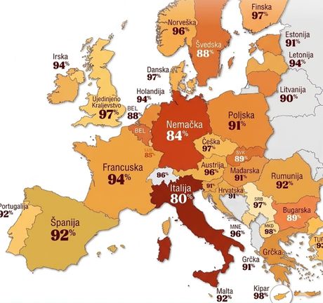 Mapa Evrope mladi