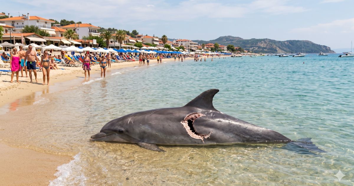 Strašan prizor na plaži u Haniotiju: More izbacilo leš delfina sa jezivim ugrizima, turisti u strahu od ajkula
