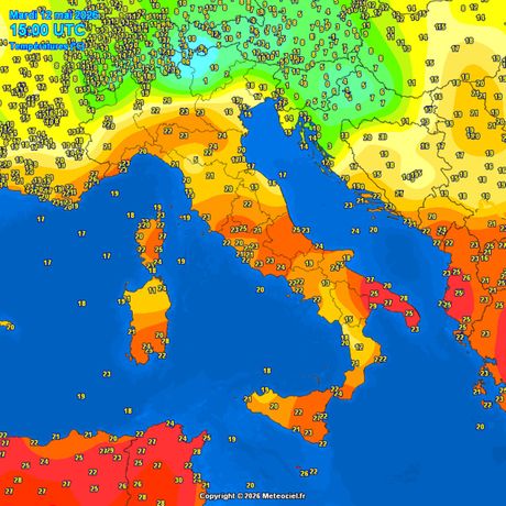 Temperature vazduha oko 17 časova