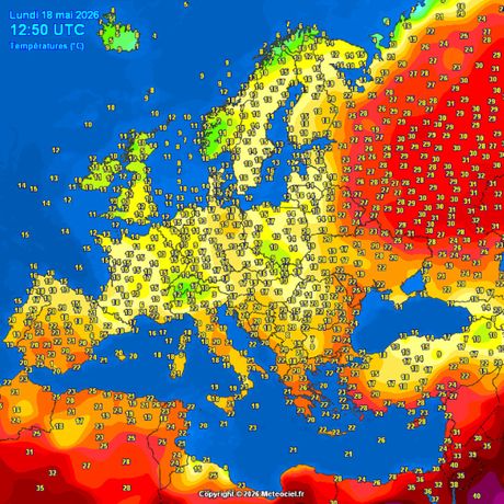 Temperature vazduha tokom popodneva, 18. maja