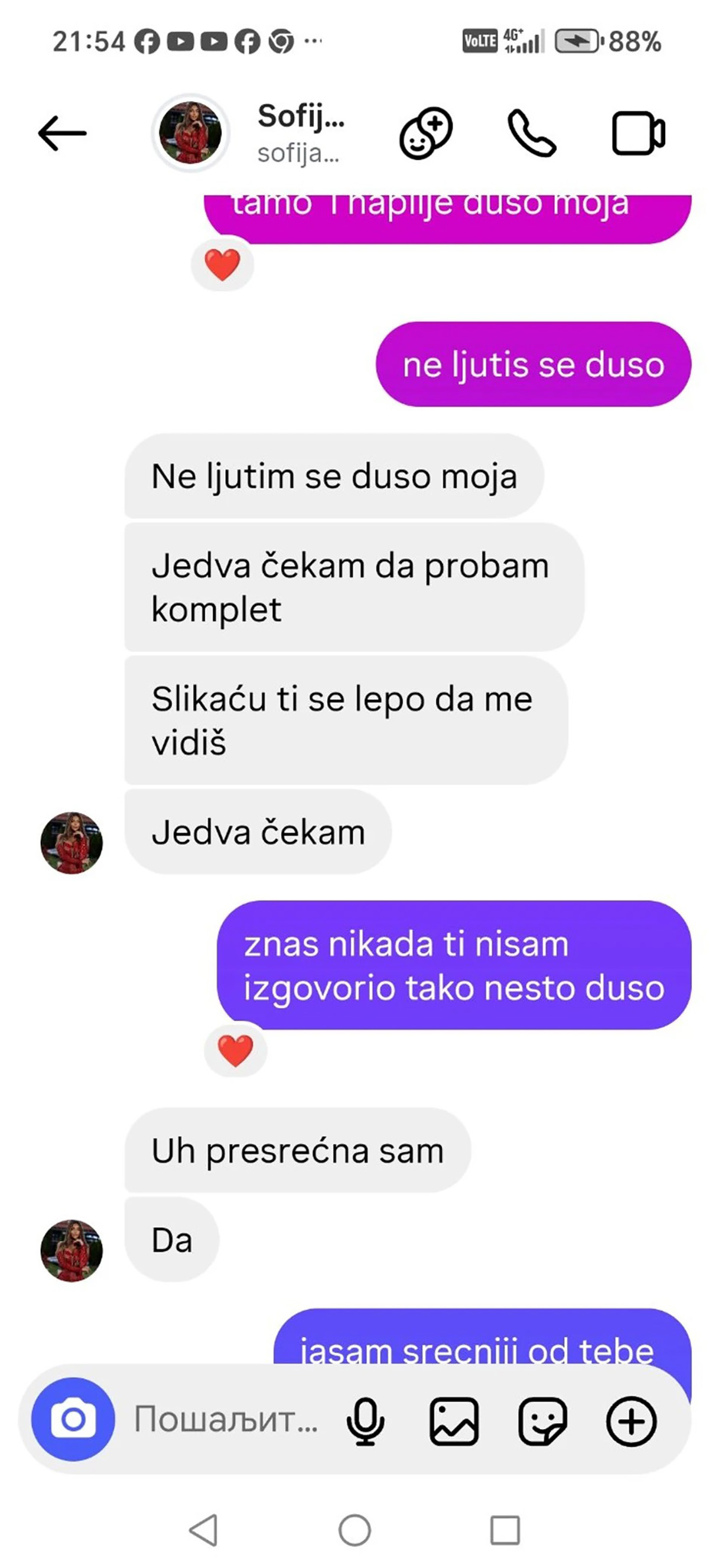"Nismo ništa jele...a" Isplivala Sofijina prepiska sa Danetom: Ovako mu je referisala sve "Dušo, slušaj me"