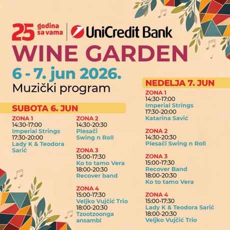 Wine Garden 2026 - Muzički program