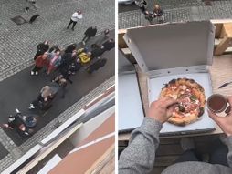 Pizza From a Balcony