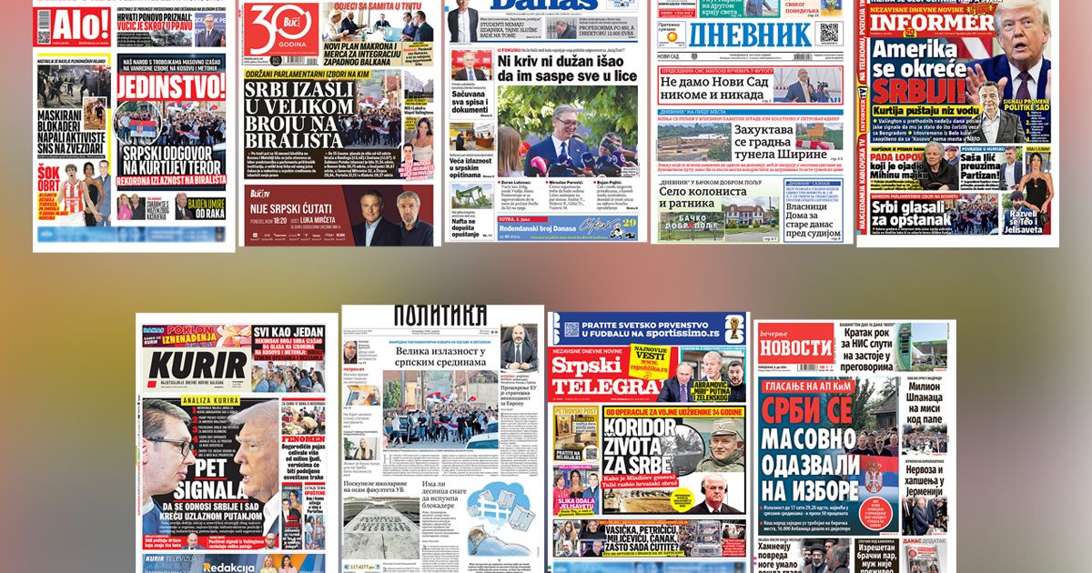 NASLOVNE STRANE SUTRAŠNJIH NOVINA: Prelistavanje štampe za p