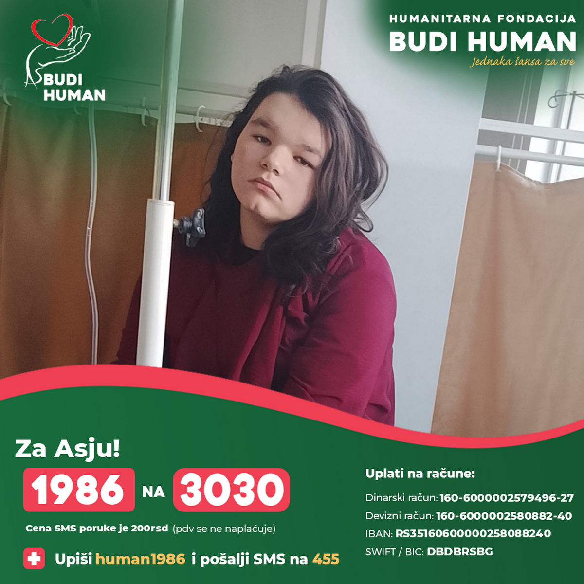 Asji (15) potrebna je podrška humanih ljudi: Pomozimo joj da nastavi lečenje i dobije novu šansu
