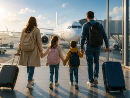 Parodica koja putuje avionom sa decom