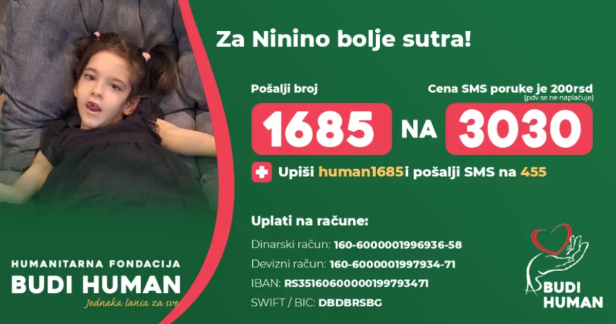Malenoj Nini (10) potrebna pomoć svih nas! Od rođenja suočena sa opakim bolestima, svaki dan joj je borba