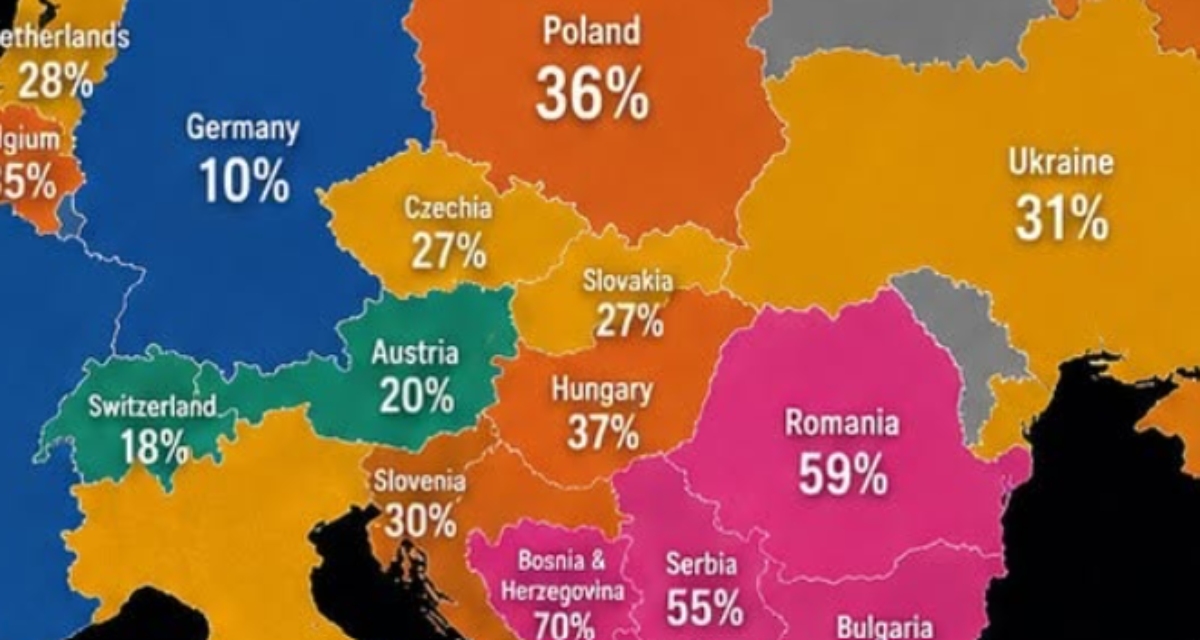 Objavljena nova karta Evrope koja je zbunila ljude: Evo zašto preko Srbije piše 55%