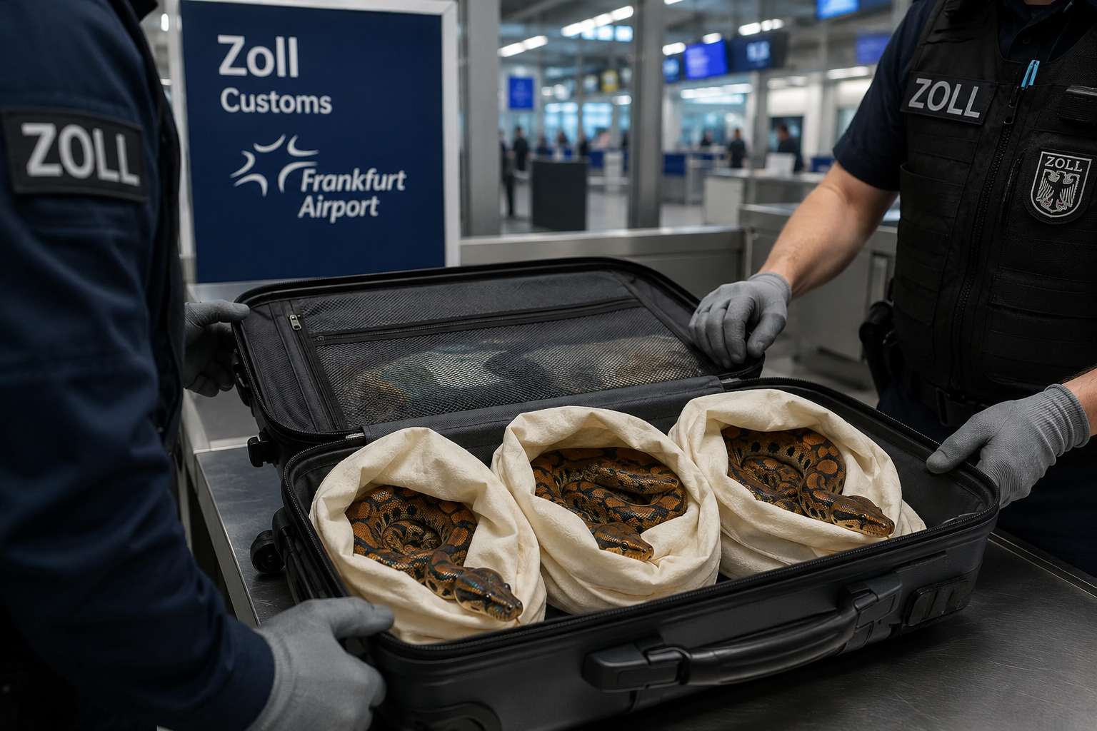 Tri žive zmije pronađene u koferu putnika na aerodromu u Frankfurtu