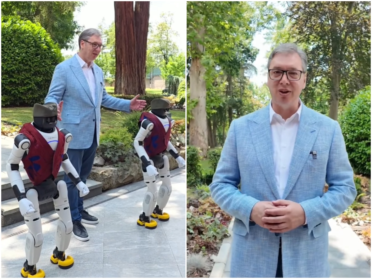 Vučić pozvao na skup 27. juna ispred Skupštine: Predstavio robote Milutina i Dragutina, pa zaigrali Moravac