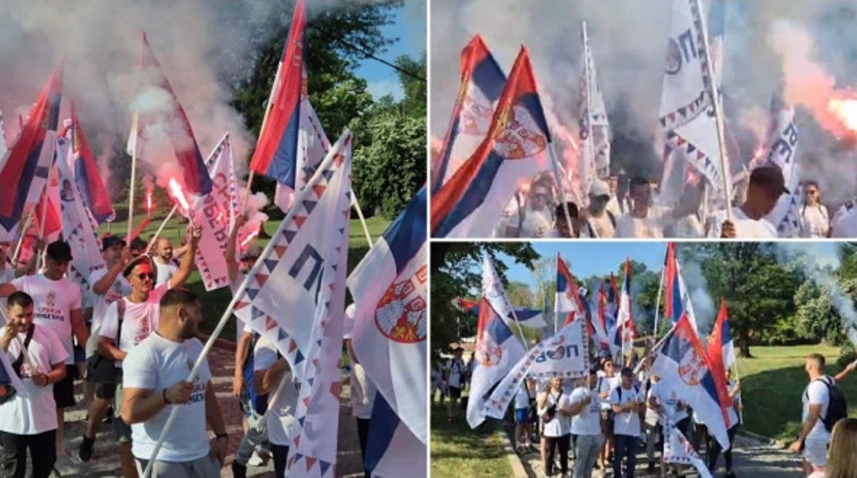 Simpatizeri i aktivisti SNS krenuli peške iz Petrovaradina ka Beogradu u znak podrške Aleksandru Vučiću