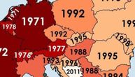 Objavljena nova karta Evrope: Preko Srbije piše 1988, Hrvatske 1996, a Slovenije 1993