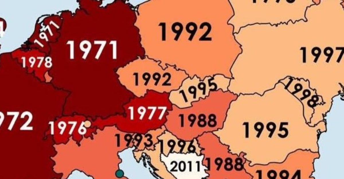 Objavljena nova karta Evrope: Preko Srbije piše 1988, Hrvatske 1996, a Slovenije 1993