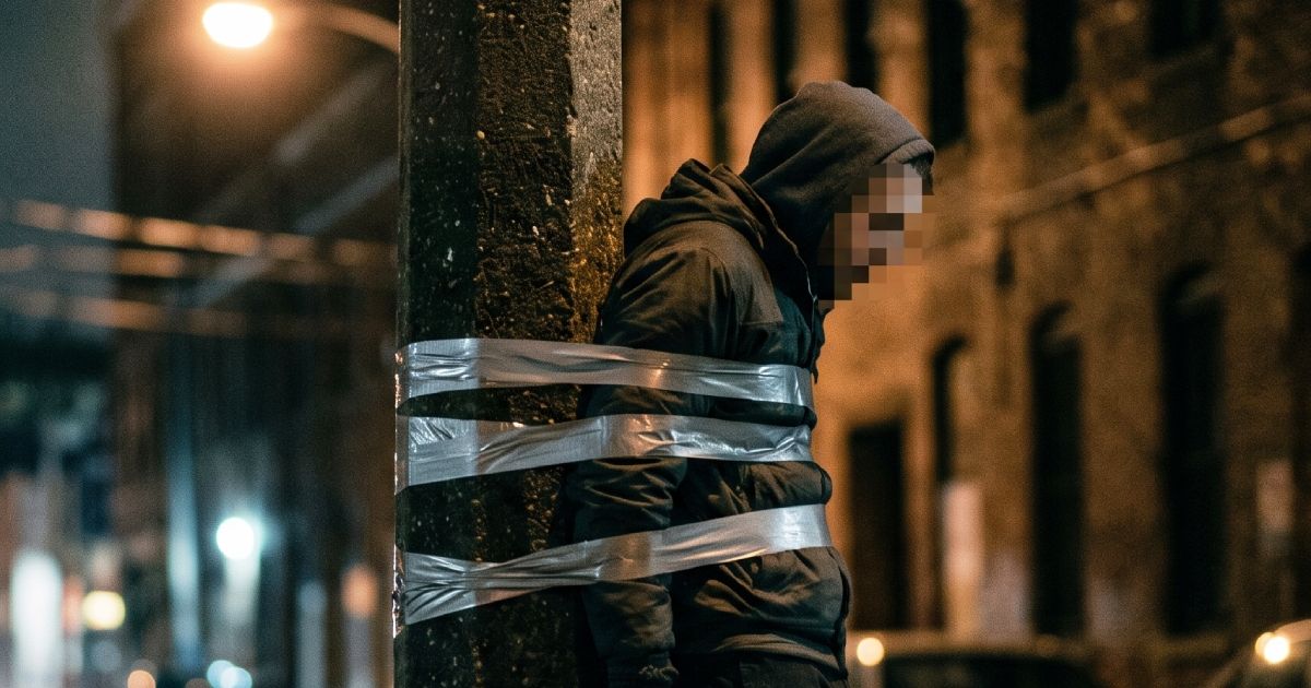 РАЗЫСКИВАЕТСЯ "БЭТМЕН" Полиция разыскивает мстителя, который привязывает предполагаемых воров к столбам, кадры сюрреалистичны!