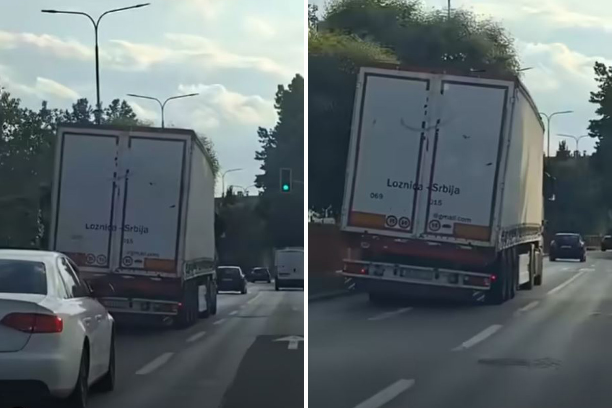 Bizaran prizor na ulicama Valjeva! Zadnji deo kamiona se nakrivio, automobili obilaze opasnost
