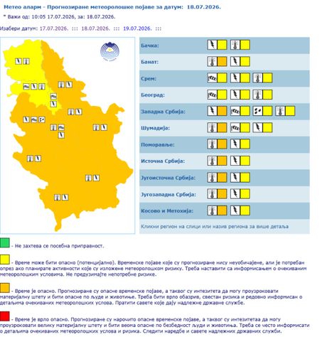 RHMZ meteoalarm, 17.7.2026
