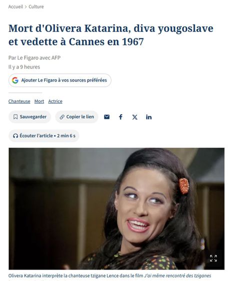 Olivera Katarina, Le Figaro
