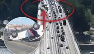DRAMA NA BRANKOVOM MOSTU: Prevrnuo se automobil, paklene gužve na svim prilazima!